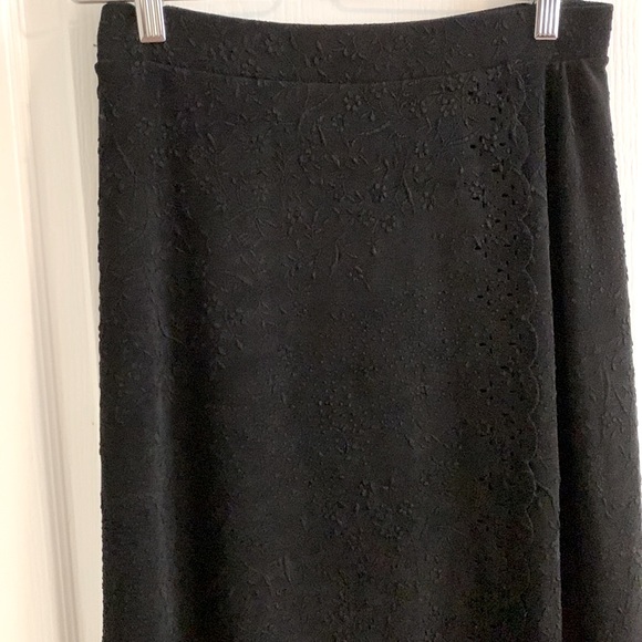 New Never Worn Eyelet Velvet Crochet Long Skirt, Stretch Waistband - Picture 7 of 12